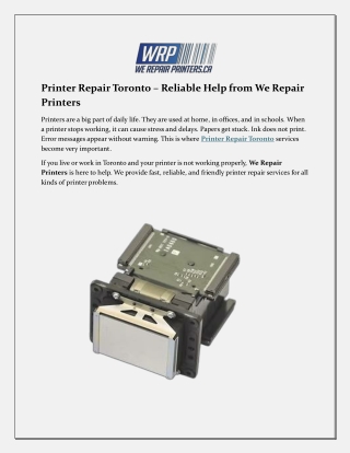 Reliable Printer Repair Toronto | We Repair Printers