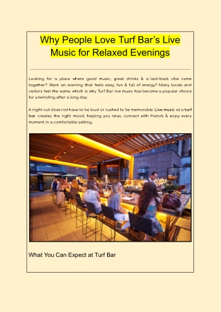 Why People Love Turf Bar’s Live Music for Relaxed Evenings