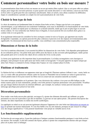 Comment personnaliser votre boite en bois sur mesure