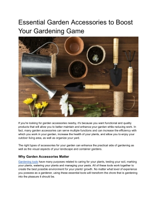 Essential Garden Accessories to Boost Your Gardening Game