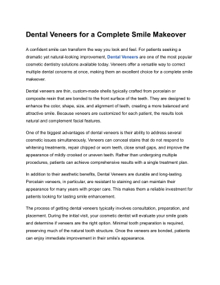 Dental Veneers for a Complete Smile Makeover