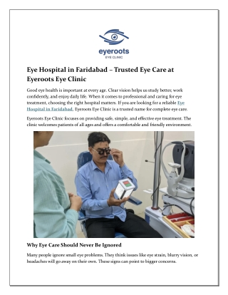 Trusted Eye Hospital in Faridabad | Eyeroots Eye Clinic