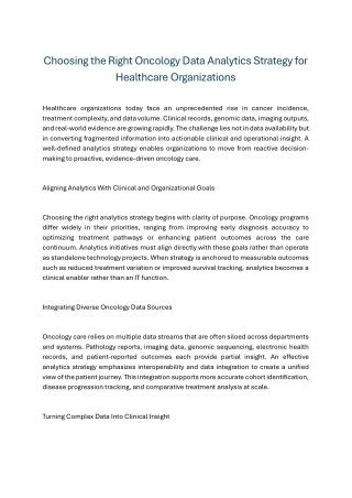 Choosing the Right Oncology Data Analytics Strategy for Healthcare Organizations