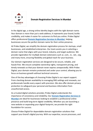 Domain Registration Services In Mumbai