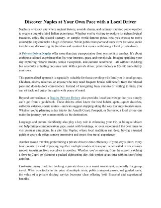 Discover Naples at Your Own Pace with a Local Driver 