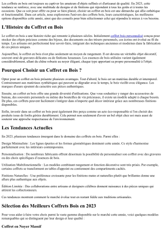 Sélection des Plus Beaux Coffrets Bois en 2023