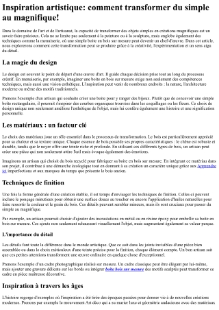 Inspiration artistique comment transformer du simple au magnifique!