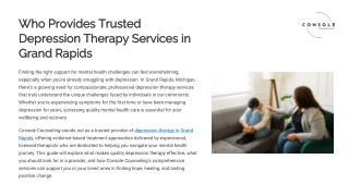 Who Provides Trusted depression therapy Services in Grand Rapids