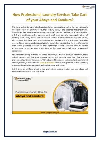 How Professional Laundry Services Take Care of your Abaya and Kandura
