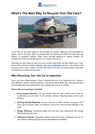 What is The Best Way To Recycle Your Old Cars