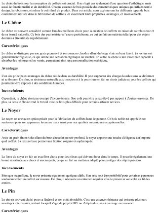 Les Différents Types de Bois Utilisés dans les Coffrets