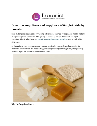 Premium Soap Bases and Supplies | Expert Guide by Luxurist