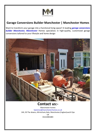 Garage Conversions Builder Manchester | Manchester Homes