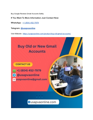 Buy Google Reviews Gmail Accounts Safely