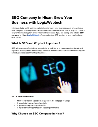 Grow Your Business with Top SEO Company in Hisar