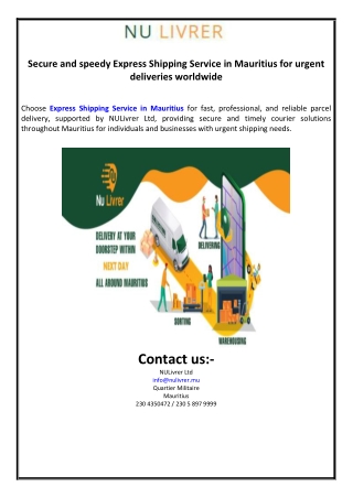 Secure and speedy Express Shipping Service in Mauritius for urgent deliveries wo