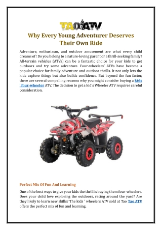 Why Every Young Adventurer Deserves Their Own Ride