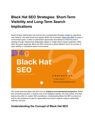 Black Hat SEO Strategies_ Short-Term Visibility and Long-Term Search Implications