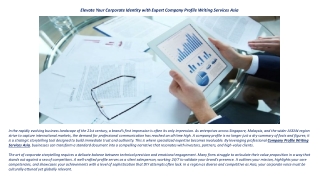 Company Profile Writing Services Asia