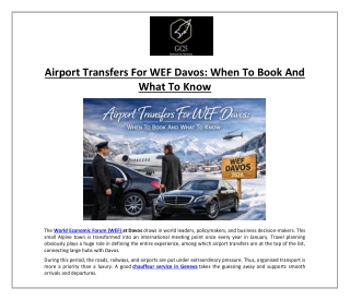 Airport Transfers For WEF Davos: When To Book And What To Know