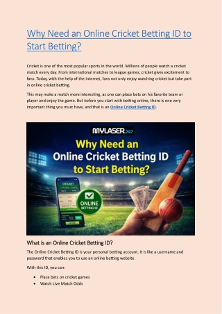 Why Need an Online Cricket Betting ID to Start Betting?