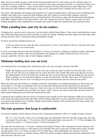 Residential Deck Stair Landings and Clearances per Code