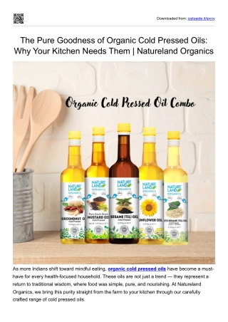 Cold Pressed Oils for Healthy Cooking | Buy Organic Oils Online