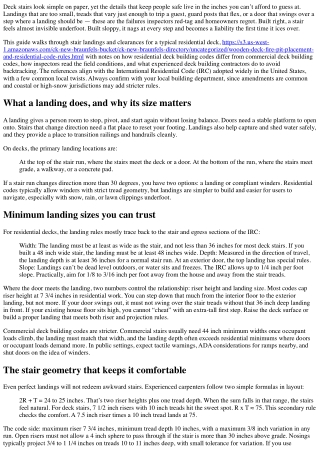 Residential Deck Stair Landings and Clearances per Code