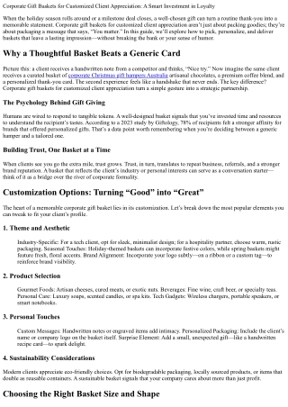 Corporate Gift Baskets for Customized Client Appreciation: A Smart Investment in