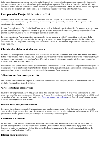 Sélectionner les produits parfaits pour votre coffret sur mesure.