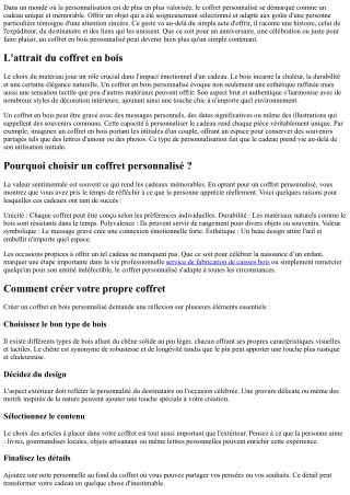 Un cadeau qui raconte une histoire: Le coffert personnalisé!