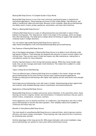 Bearing Ball Deep Groove: Features, Types, Uses & Benefits