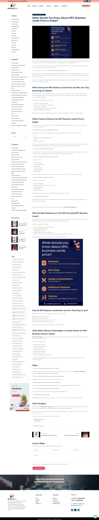 What Is the NFC Business Cards Price in Dubai & Why Choose Mantaz Technologies?