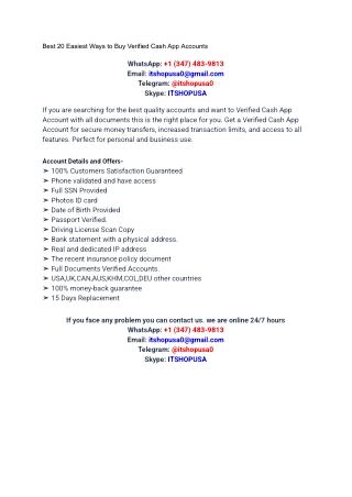 Best 20 Easiest Ways to Buy Verified Cash App Accounts