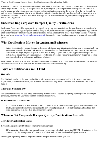 Where to Get Corporate Hamper Quality Certifications Australia: A Practical Guid