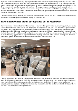 Trusted Wood Flooring Contractors Mooresville Homeowners Recommend