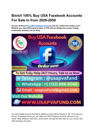 B_e_s_t 100% Buy USA Facebook Accounts For Sale In from 2026-2050