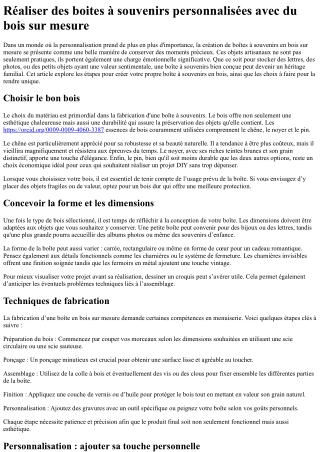 Réaliser des boites à souvenirs personnalisées avec du bois sur mesure