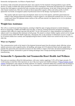 Peptide Treatment Sermorelin Vs Cjc Ipamorelin Livv