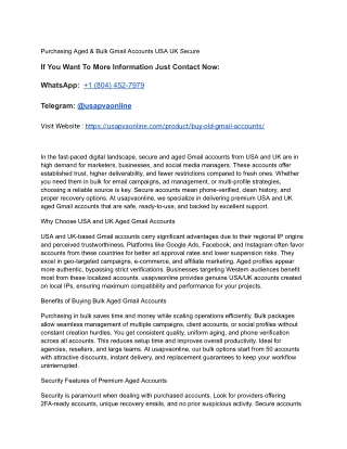 Purchasing Aged & Bulk Gmail Accounts USA UK Secure