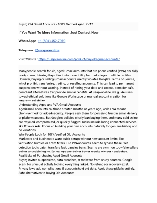 Buying Old Gmail Accounts - 100% Verified Aged, PVA