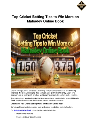 Top Cricket Betting Tips to Win More on Mahadev Online Book