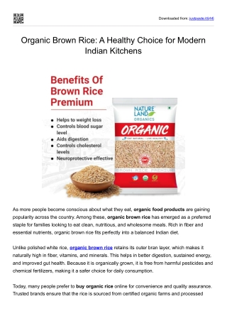 Organic Brown Rice in India | Healthy Choice for Everyday Meals