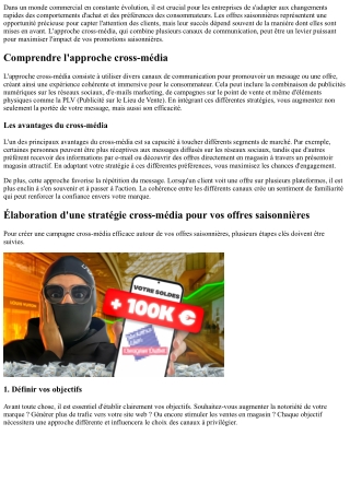 Stratégies cross-média pour mettre en avant vos offres saisonnières.