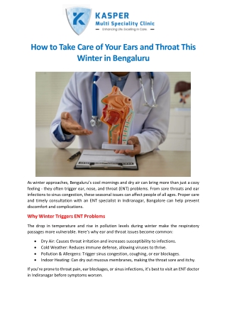 How to Take Care of Your Ears and Throat This Winter in Bengaluru