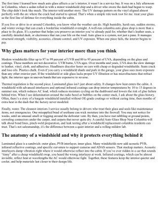 Columbia Auto Glass Shop: Protecting Your Vehicle’s Interior