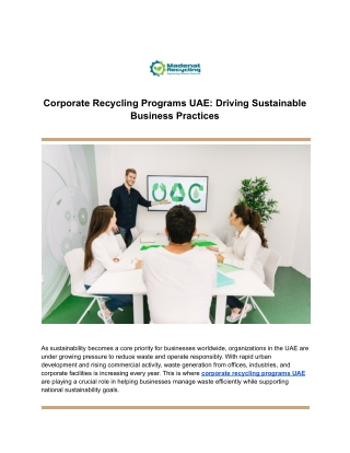 Corporate Recycling Programs UAE_ Driving Sustainable Business Practices