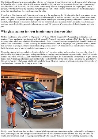 Columbia Auto Glass Shop: Protecting Your Vehicle’s Interior