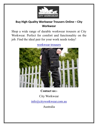 Buy High-Quality Workwear Trousers Online City Workwear
