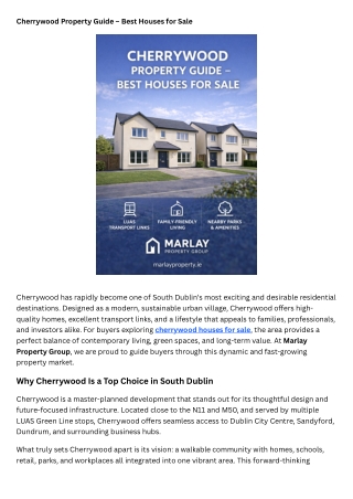 Cherrywood Property Guide – Best Houses for Sale